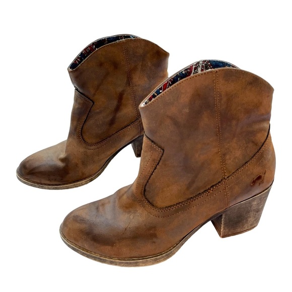 Rocket Dog Brown Faux Leather Pull On Heeled Booties - Picture 2 of 9